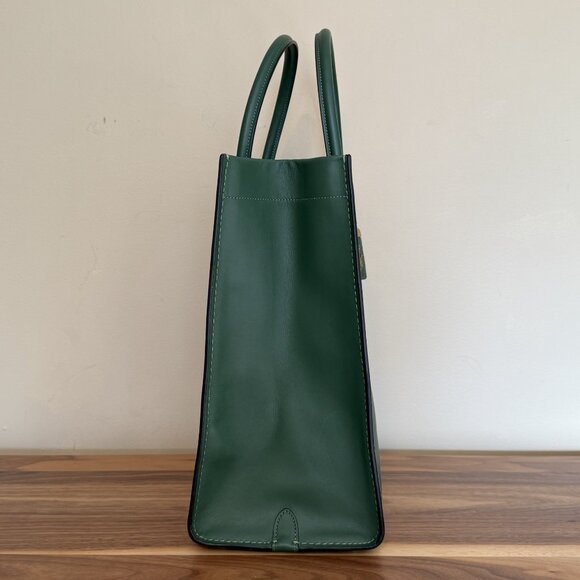 COACH Archive Original Cashin Carry Tote 79155 Hunter Green EUC glovetan leather - Picture 4 of 13